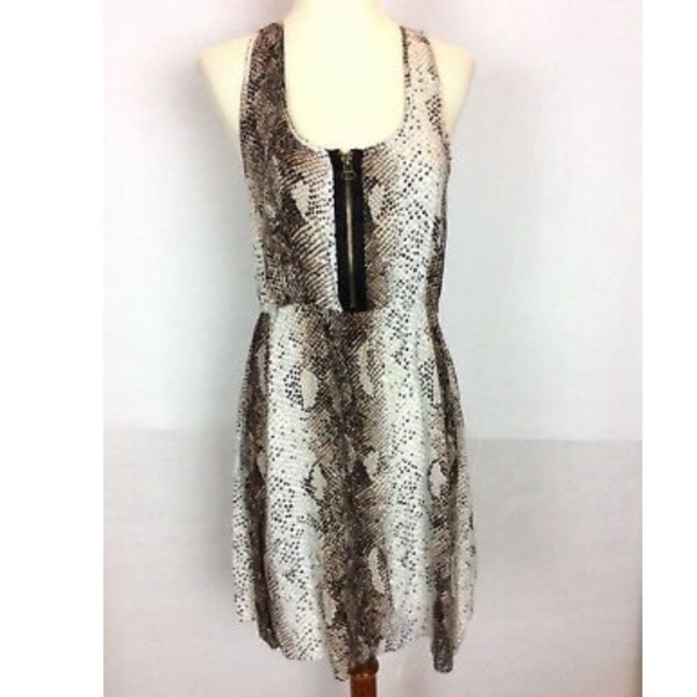Belle Du Jour SnakeSkin Print Zipper Dress